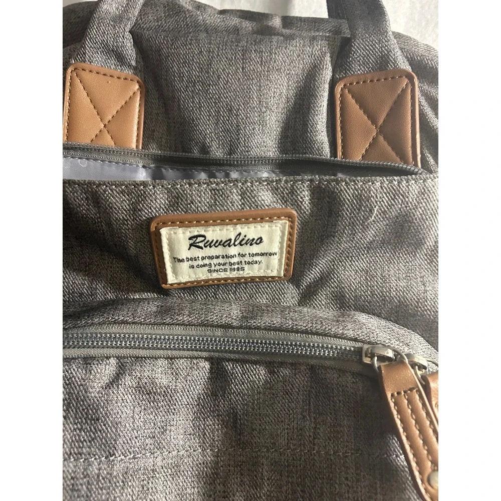 Ruvalino Diaper Bag Backpack Grey Heathered Travel Multi-Function Large Capacity